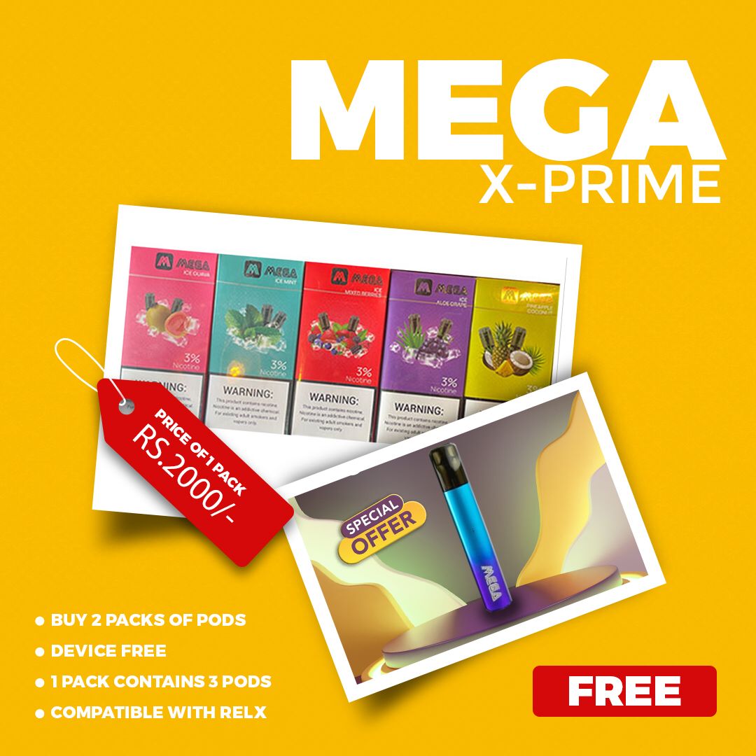 FREE MEGA X-PRIME DEVICE WITH PACK OF 2 PODS